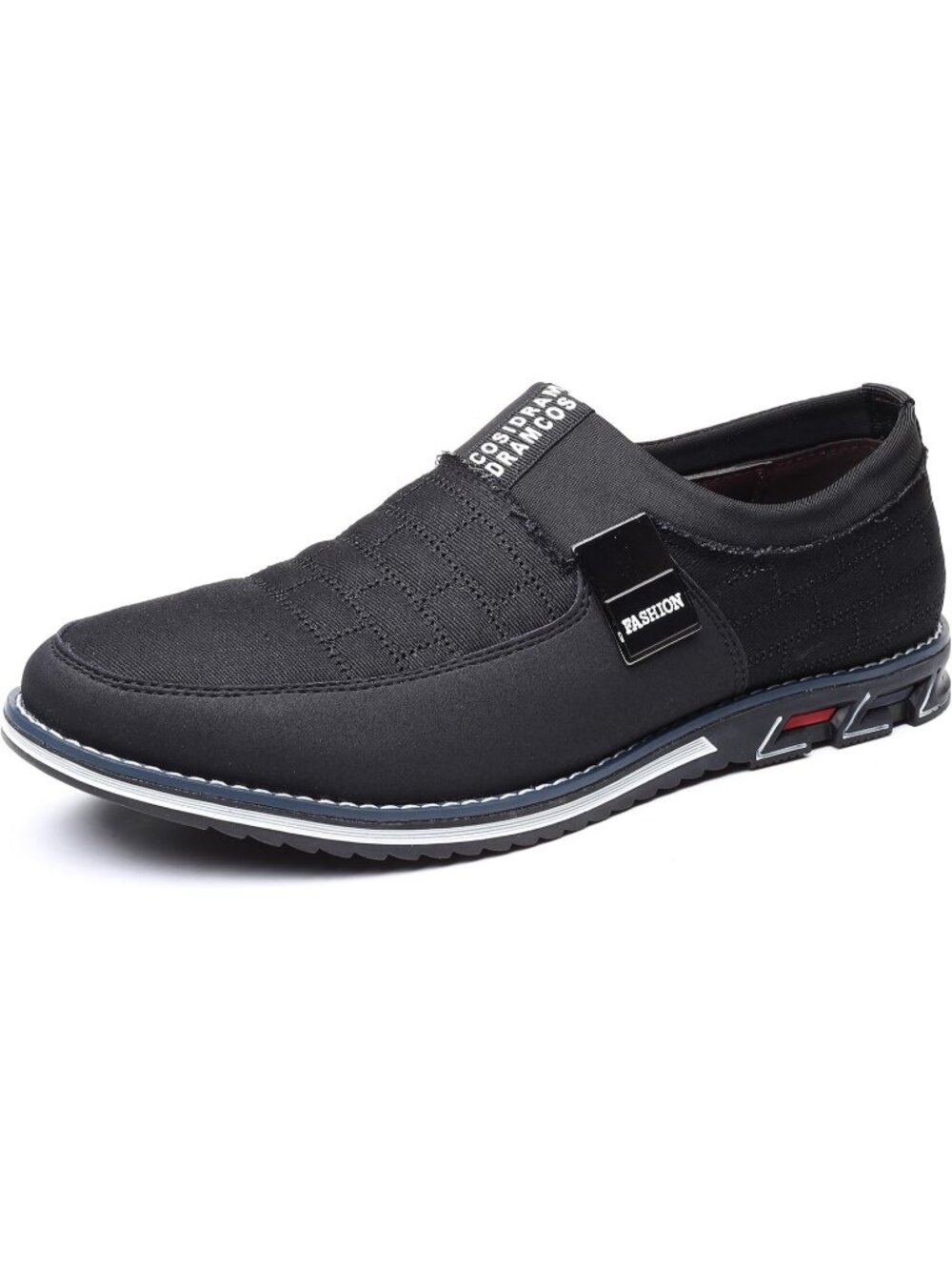 Men's Black Grid Textured Two-tone Flexible Business Derby Oxfords Dress Sneaker